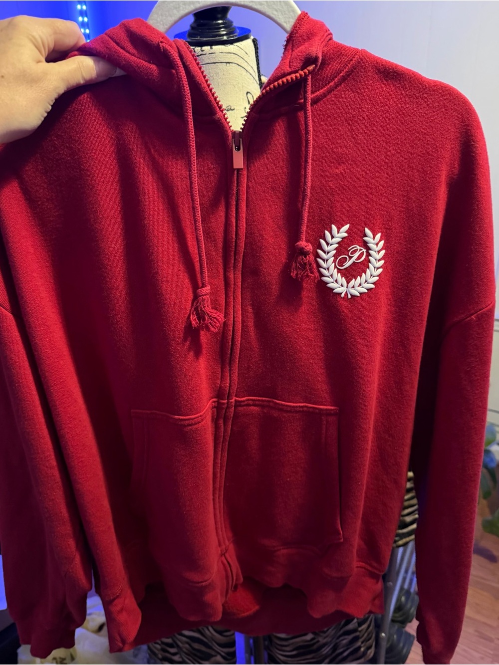 Victoria’s Secret /Pink Red Hooded Zip-Up Hoodie Sweater